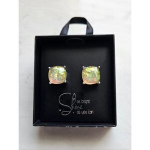 Large Iridescent Stud Earrings Yellow